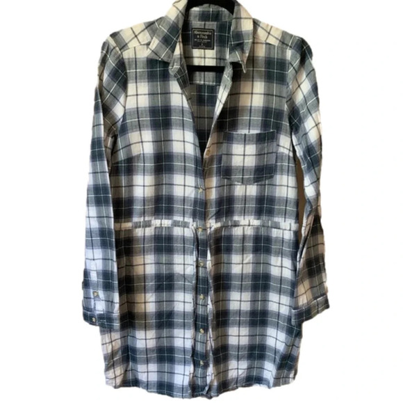 Abercrombie Plaid Tie Waist Tunic Dress - Picture 5 of 12